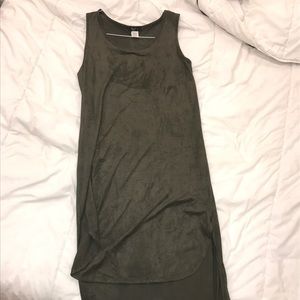 💛3/$20. Love J; faux suede high-low olive dress
